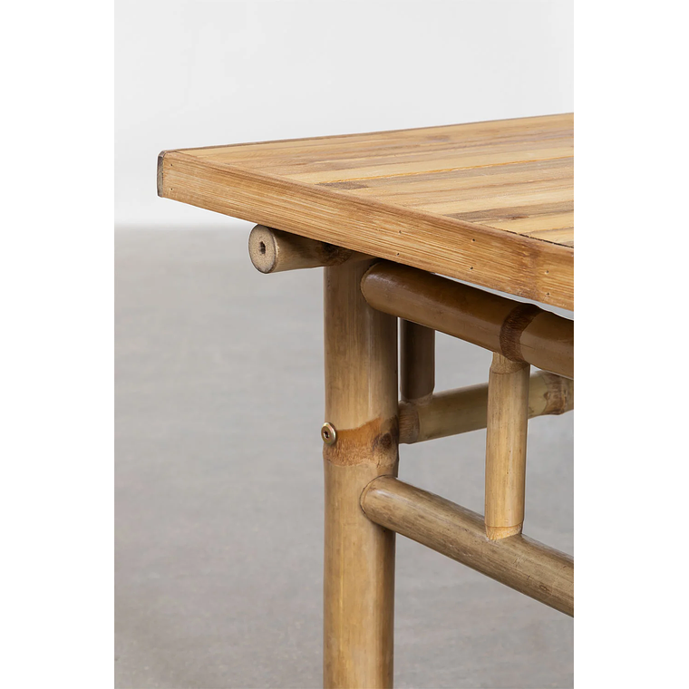 Terraza con Sofá de 2 Plazas y Mesa de Centro (90x50 cm) en Bambú Livayna 9