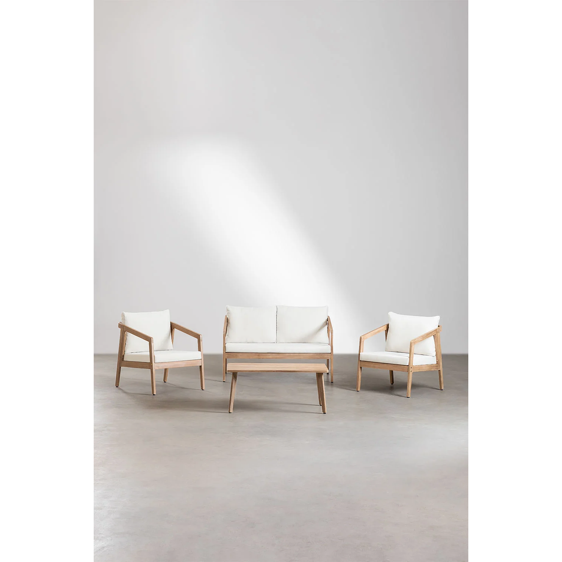 Terraza en madera de acacia 2 plazas y Mesa de Centro Kaela 1