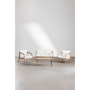 Terraza en madera de acacia 2 plazas y Mesa de Centro Kaela