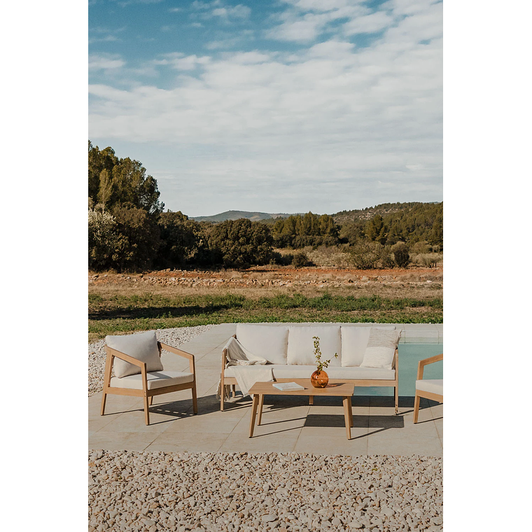 Terraza en madera de acacia 3 plazas y Mesa de Centro Kaela 2