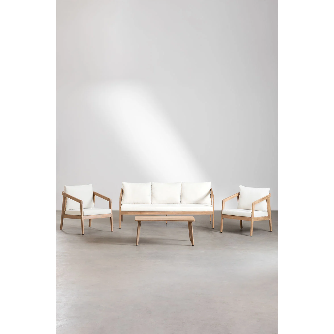 Terraza en madera de acacia 3 plazas y Mesa de Centro Kaela 1