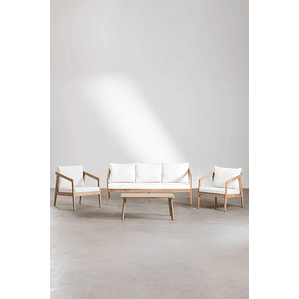 Terraza en madera de acacia 3 plazas y Mesa de Centro Kaela