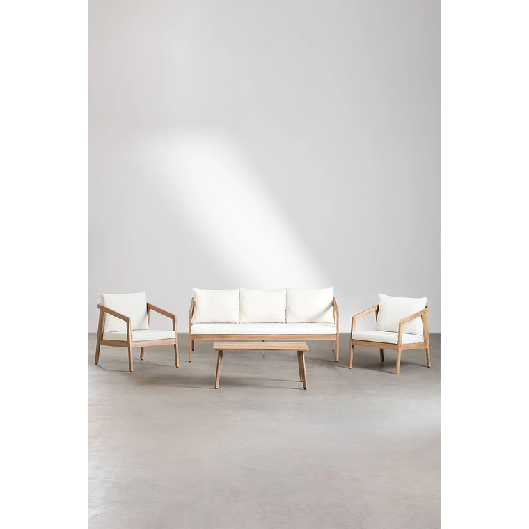 Terraza en madera de acacia 3 plazas y Mesa de Centro Kaela 1