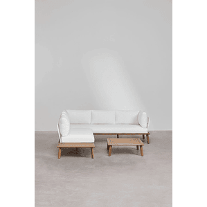 Terraza de Jardín 5 plazas en Aluminio y Madera de Eucalipto Yaminsk blanco gardenia