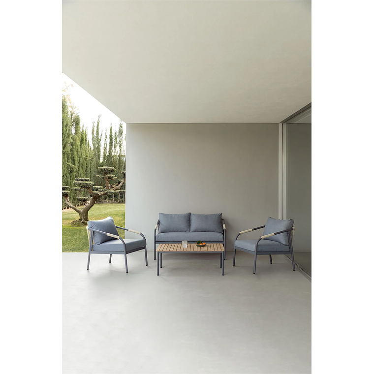 Terraza de Jardín en Aluminio y Madera de Acacia Basper Gris Grafito 1