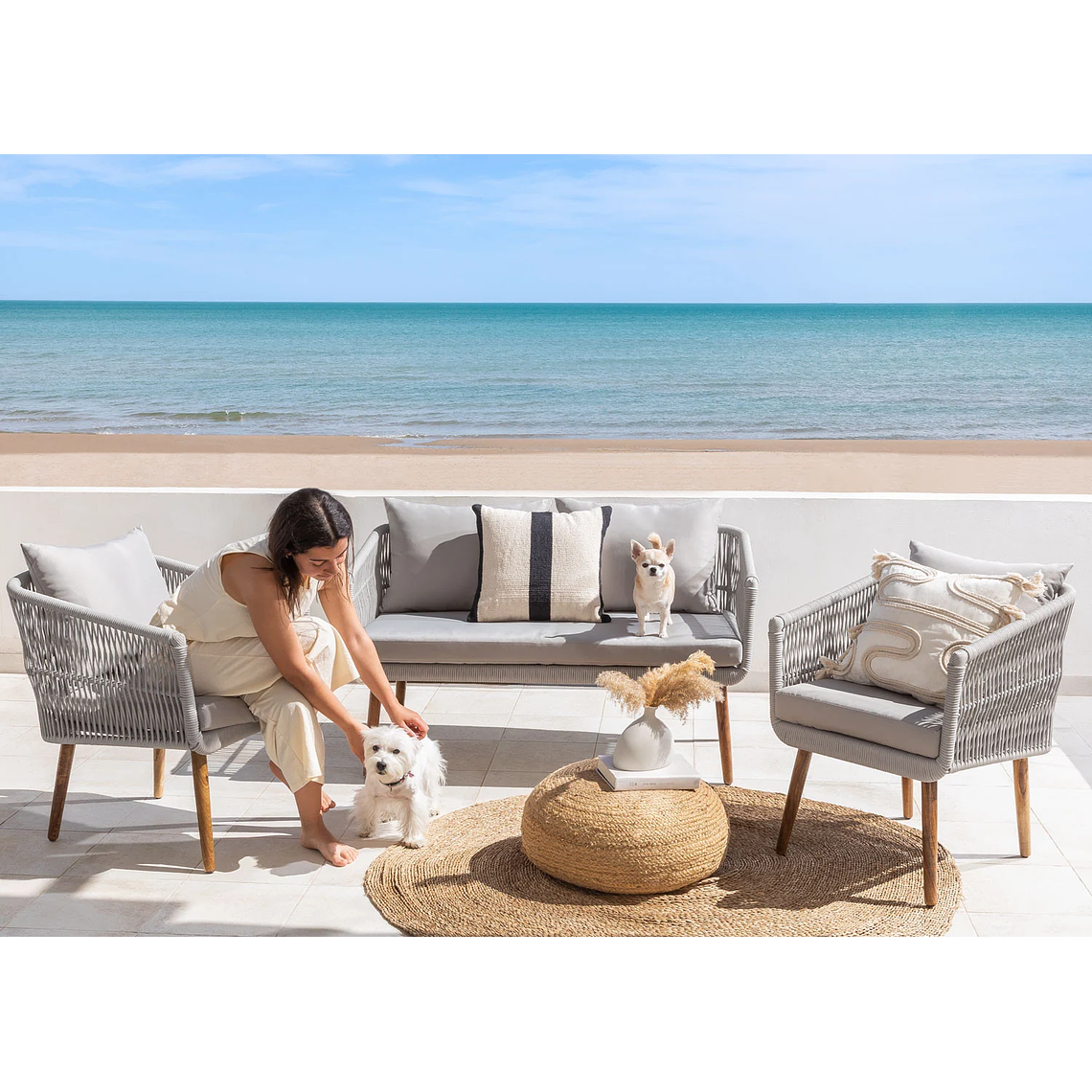 Terraza de Jardín 4 plazas Barker Style Gris 15