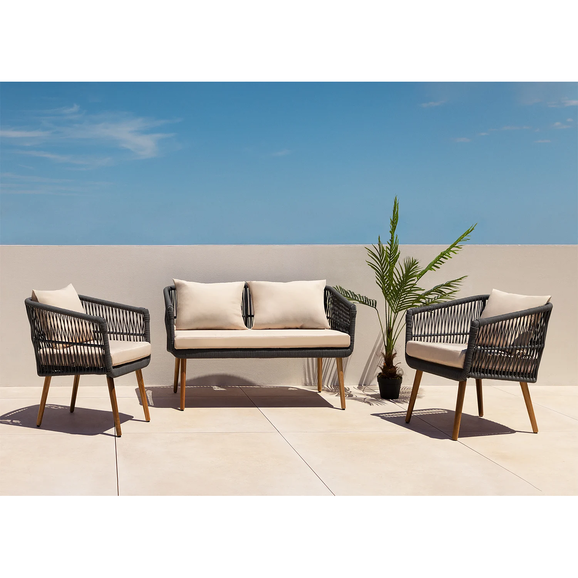 Terraza de Jardín 4 plazas Barker Style Gris Army  1