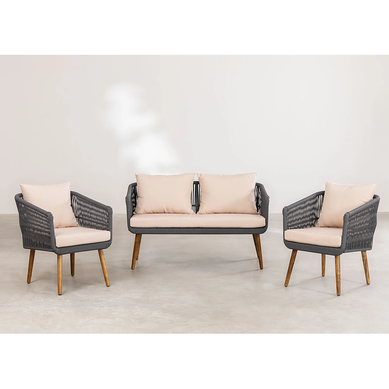 Terraza de Jardín 4 plazas Barker Style Gris Army  2