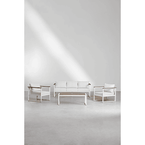 Terraza de Jardín con Sofá de 3 Plazas en Aluminio y Madera de Acacia Lipov