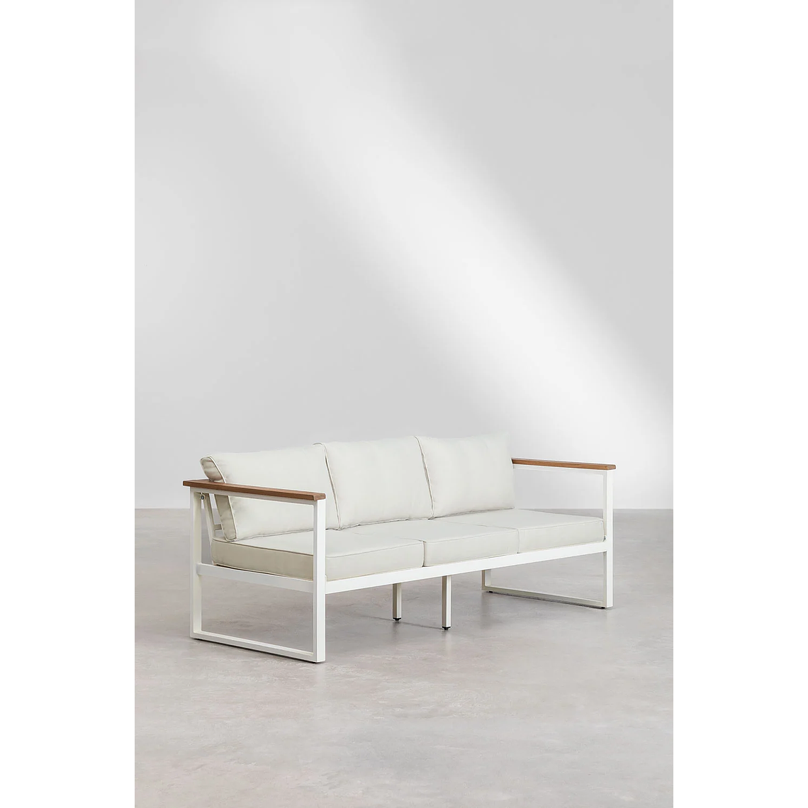 Terraza de Jardín con Sofá de 3 Plazas en Aluminio y Madera de Acacia Lipov 3