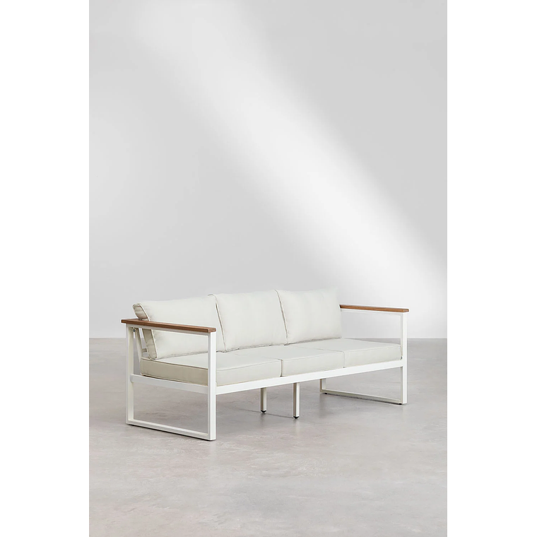 Terraza de Jardín con Sofá de 3 Plazas en Aluminio y Madera de Acacia Lipov 3