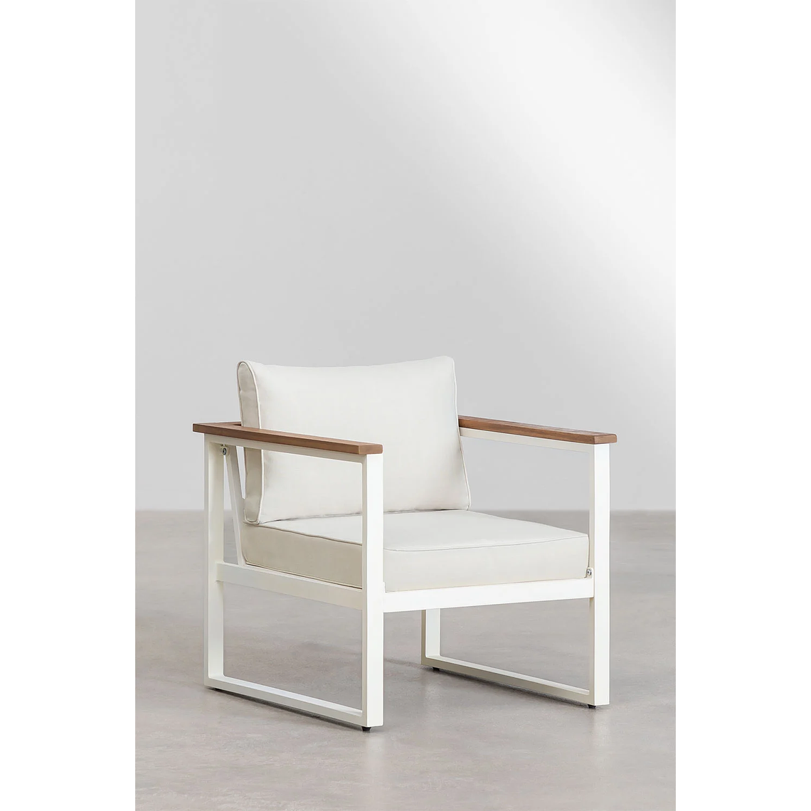 Terraza de Jardín con Sofá de 3 Plazas en Aluminio y Madera de Acacia Lipov 6