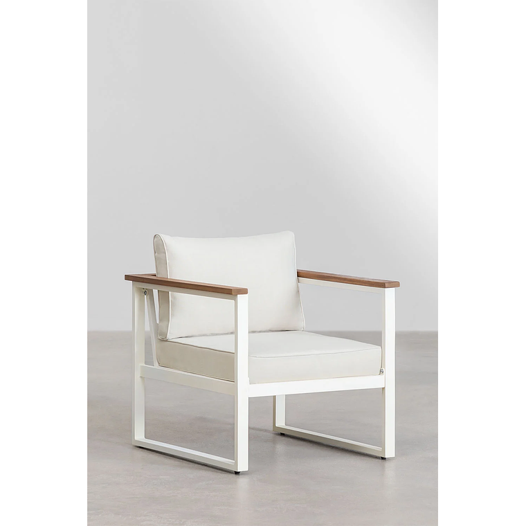 Terraza de Jardín con Sofá de 3 Plazas en Aluminio y Madera de Acacia Lipov 6