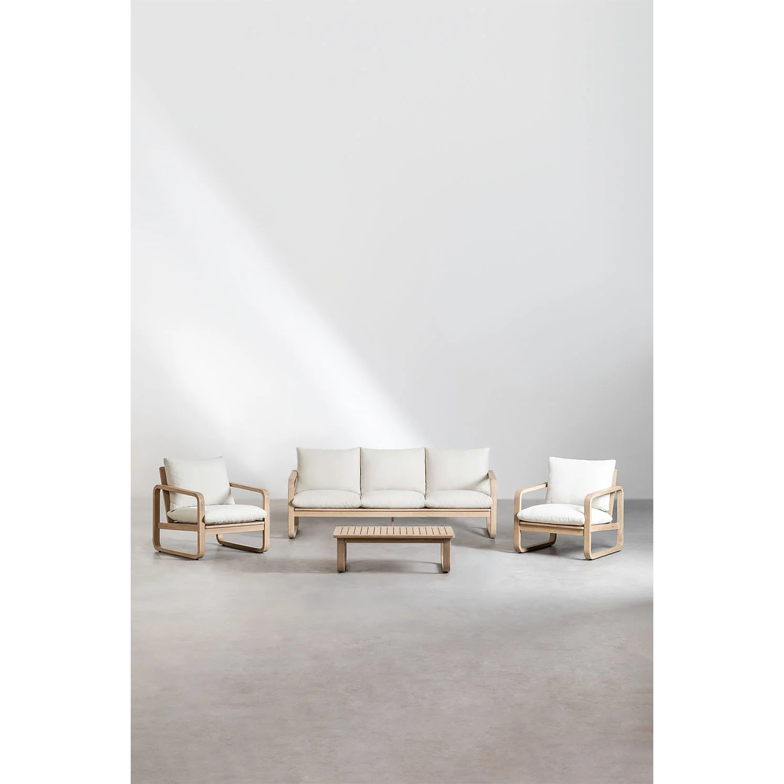 Terraza con Sofá de 3 Plazas y 2 Sillones en Madera de Acacia Dunein 1