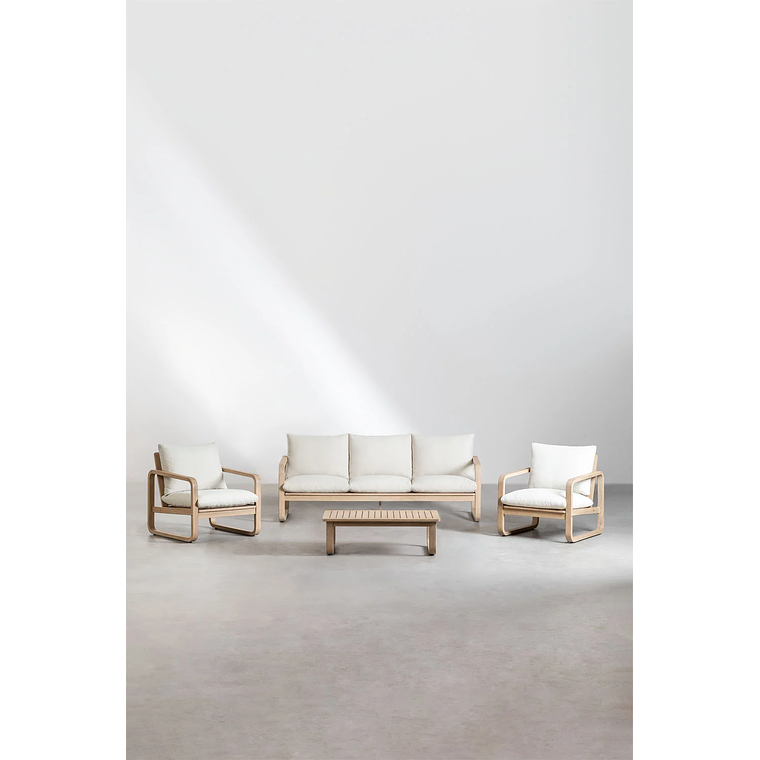 Terraza con Sofá de 3 Plazas y 2 Sillones en Madera de Acacia Dunein 1