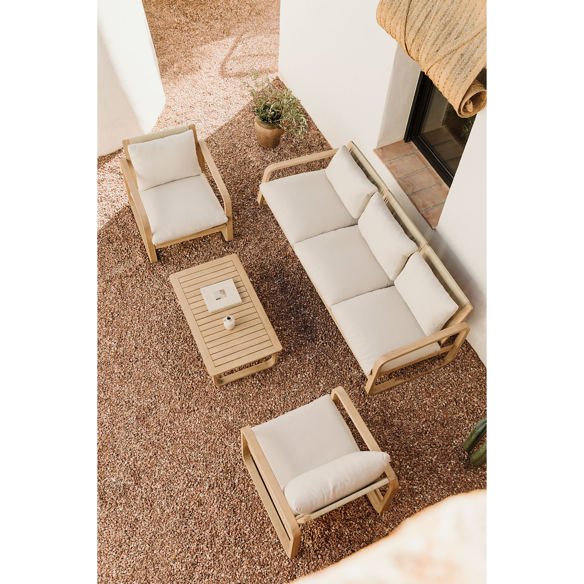Terraza con Sofá de 3 Plazas y 2 Sillones en Madera de Acacia Dunein 2