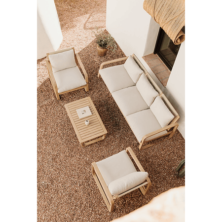 Terraza con Sofá de 3 Plazas y 2 Sillones en Madera de Acacia Dunein