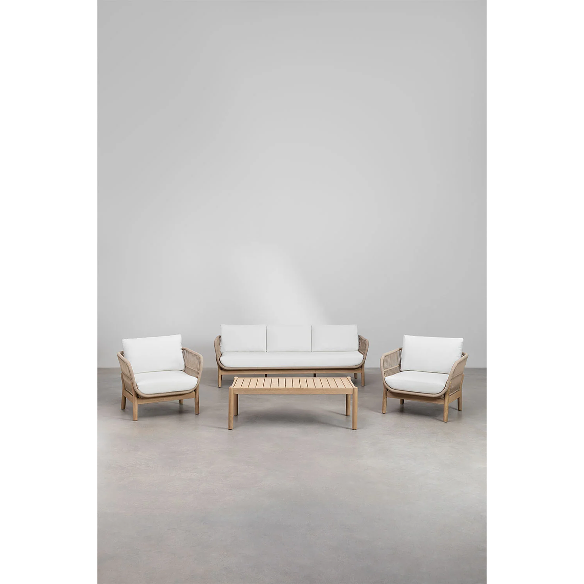 Terraza de Jardín 5 plazas en Aluminio y Madera de Acacia Karvia 1