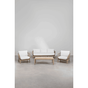 Terraza de Jardín 5 plazas en Aluminio y Madera de Acacia Karvia