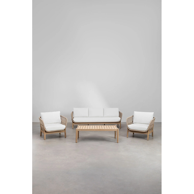 Terraza de Jardín 5 plazas en Aluminio y Madera de Acacia Karvia 1