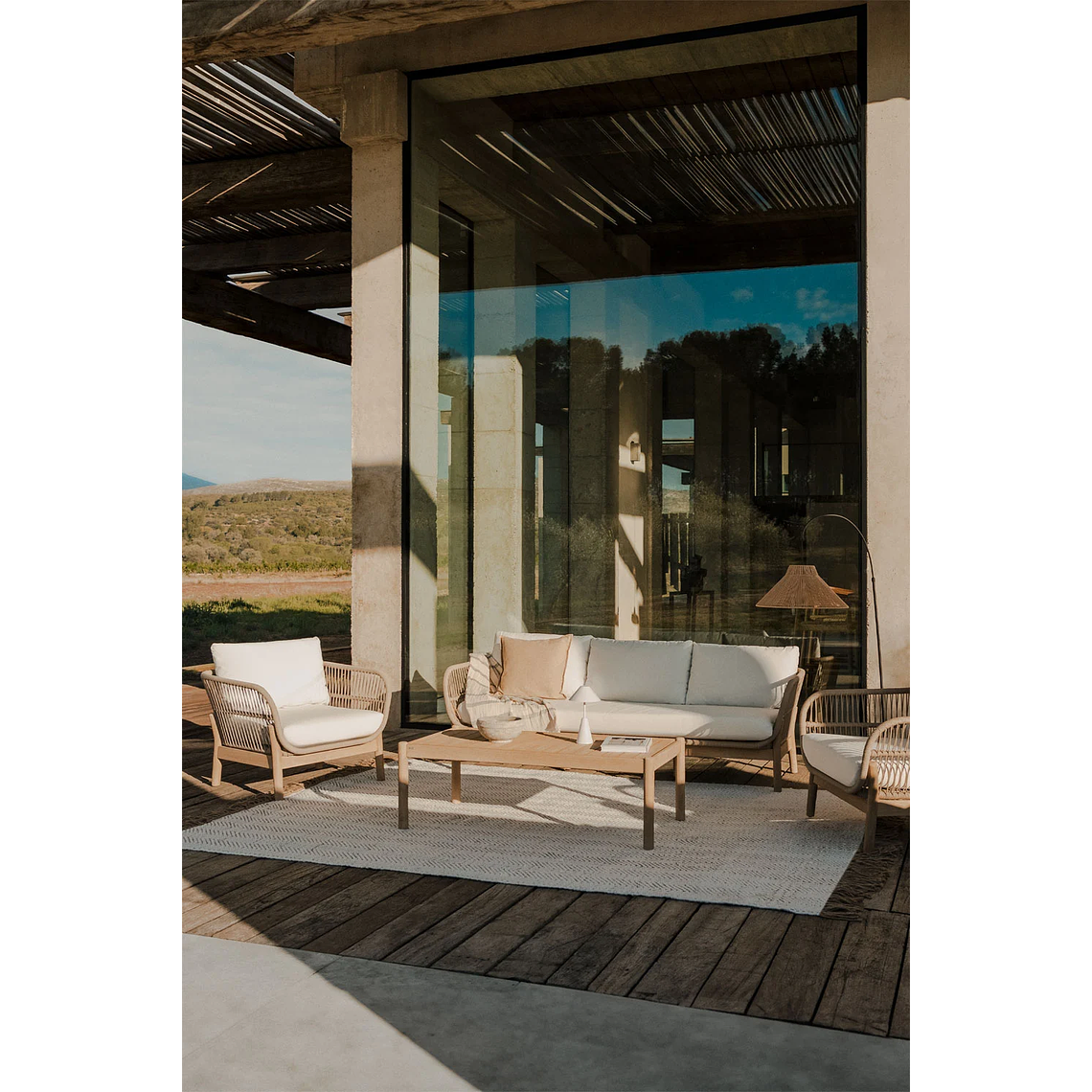 Terraza de Jardín 5 plazas en Aluminio y Madera de Acacia Karvia 2