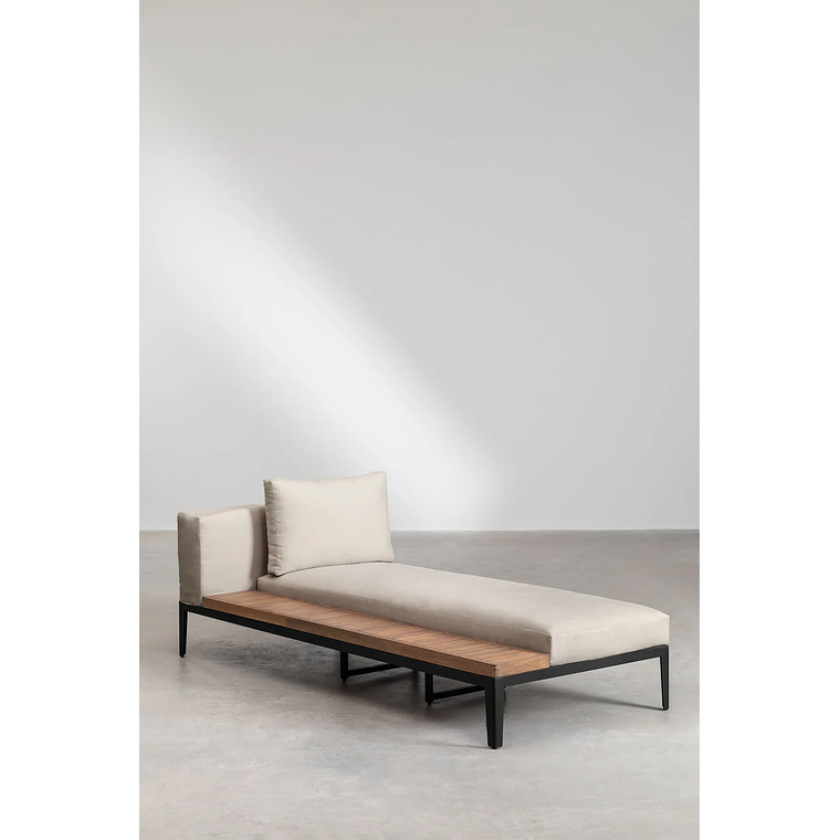 Terraza de Jardín con Sofá Chaise Longue en Aluminio y Madera de Acacia Taranis 3