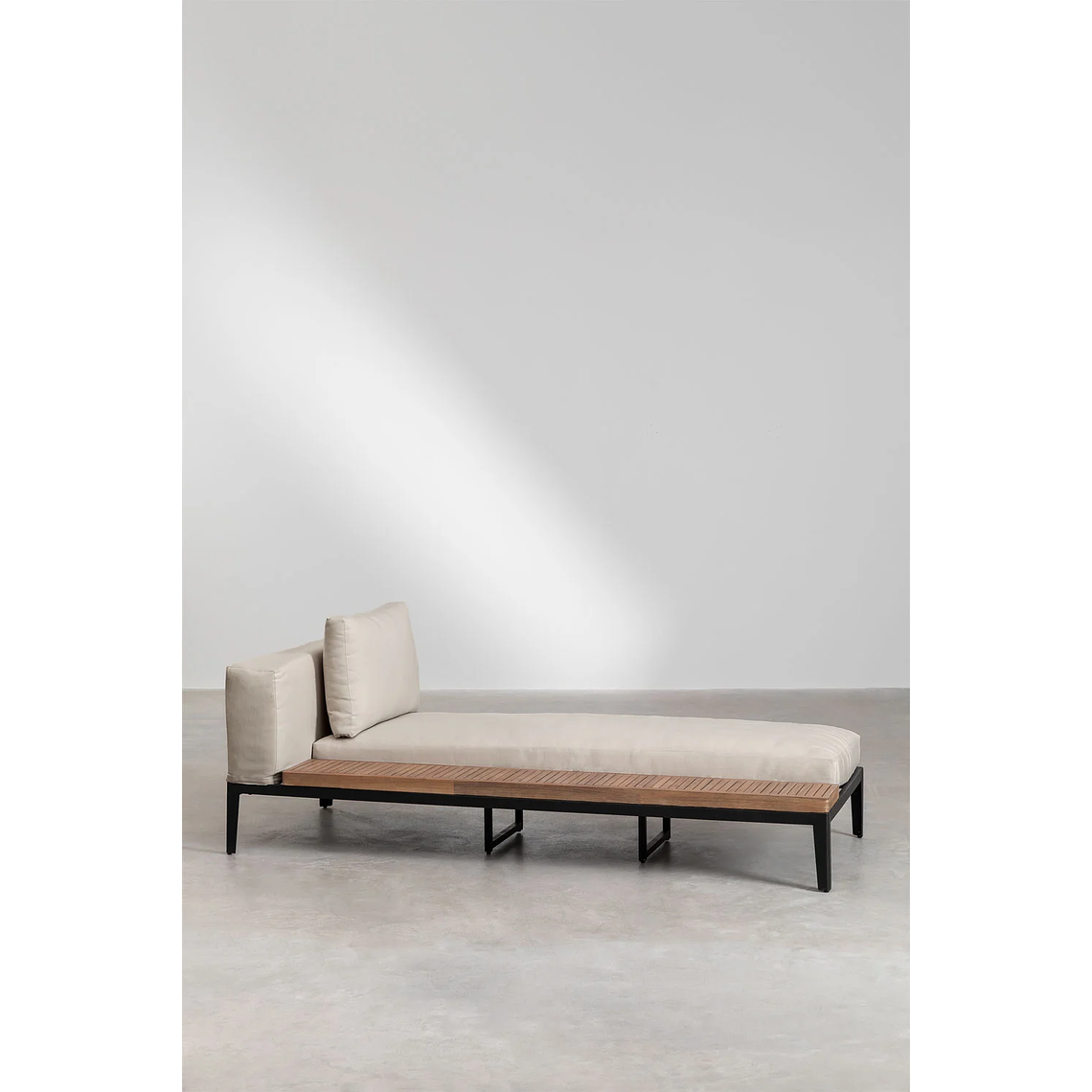 Terraza de Jardín con Sofá Chaise Longue en Aluminio y Madera de Acacia Taranis 4