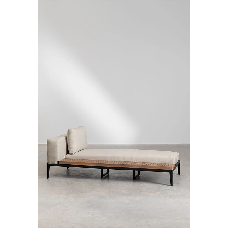 Terraza de Jardín con Sofá Chaise Longue en Aluminio y Madera de Acacia Taranis 4