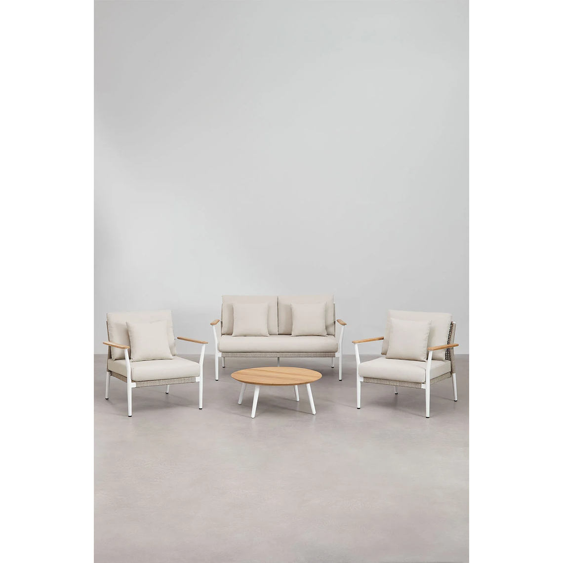 Terraza de Jardín 4 plazas en Madera de Teca y Aluminio Salbury 1