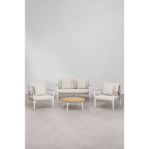 Terraza de Jardín 4 plazas en Madera de Teca y Aluminio Salbury