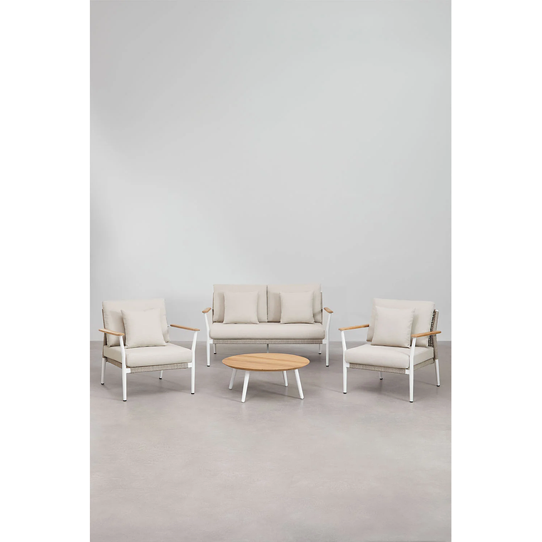 Terraza de Jardín 4 plazas en Madera de Teca y Aluminio Salbury 1