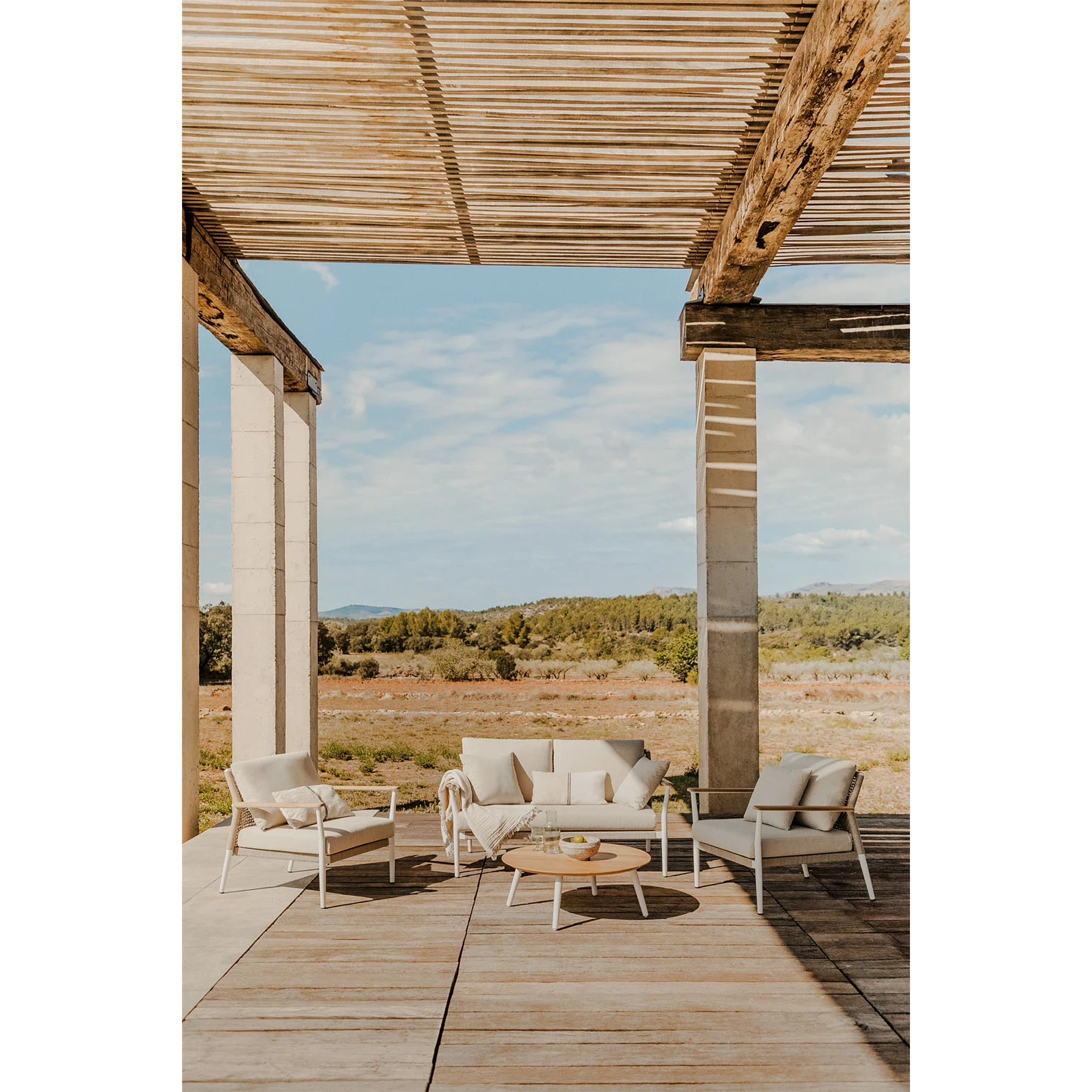 Terraza de Jardín 4 plazas en Madera de Teca y Aluminio Salbury