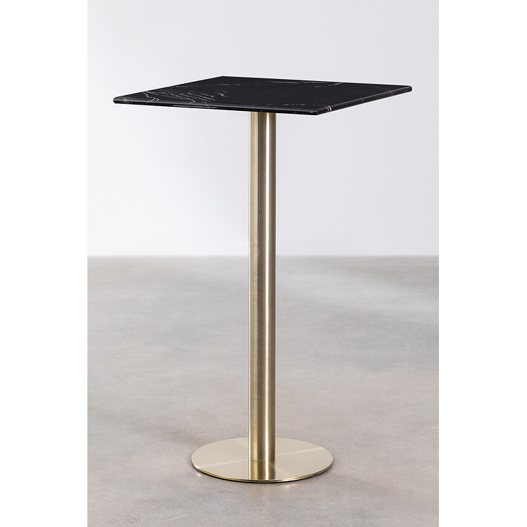 Mesa Alta de Bar Cuadrada en Mármol Negro (60x60 cm) Cosmopolitan 1