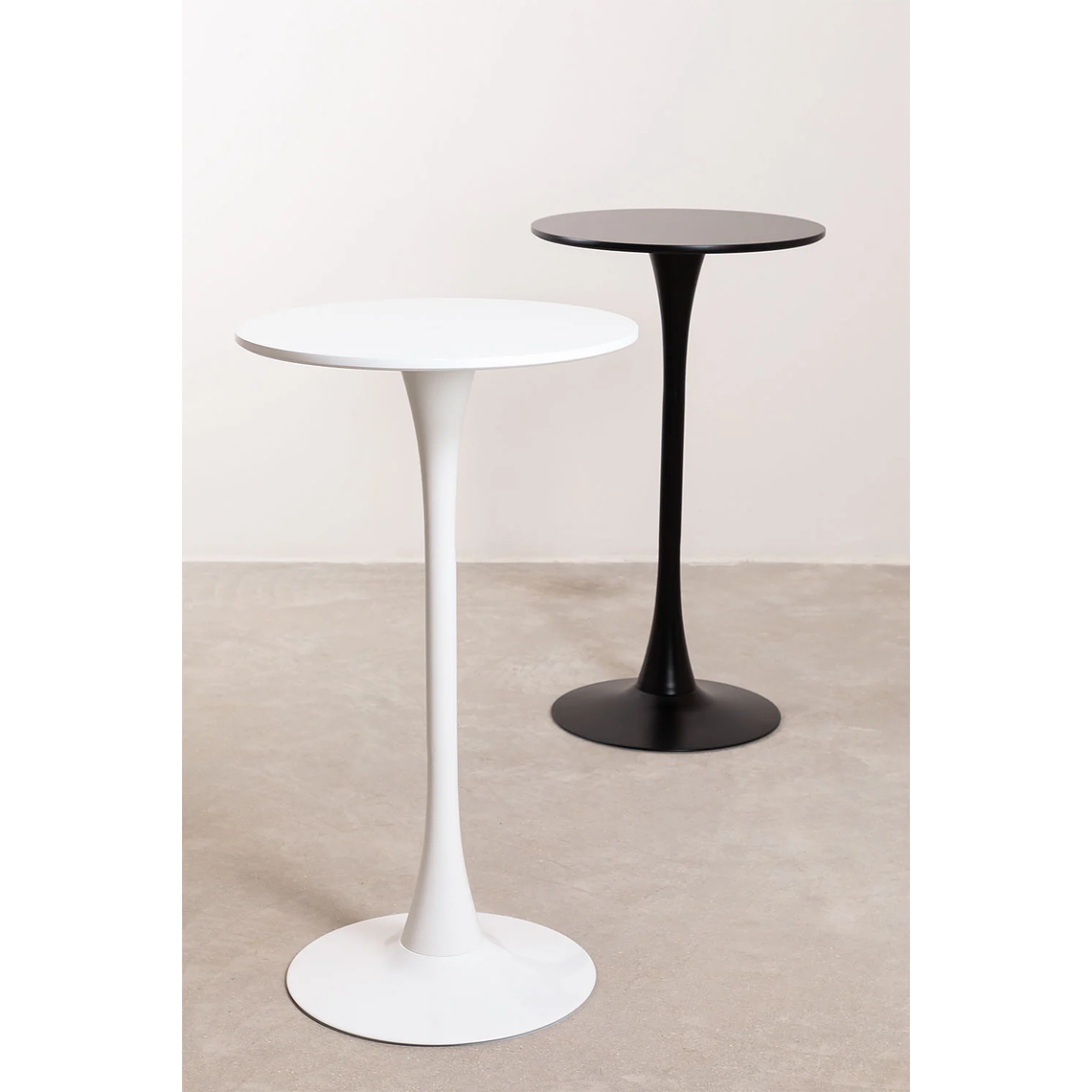 Mesa Alta de Bar Redonda en MDF y Metal Negro (Ø60 cm) Ivet Style 5