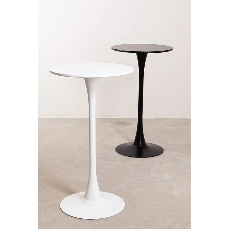 Mesa Alta de Bar Redonda en MDF y Metal Negro (Ø60 cm) Ivet Style 5