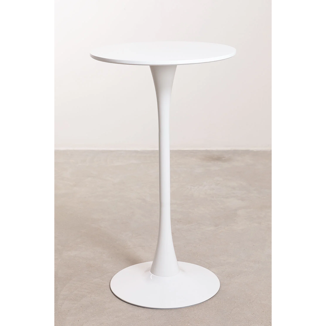 Mesa Alta de Bar Redonda en MDF y Metal Blanco (Ø60 cm) Ivet Style 1