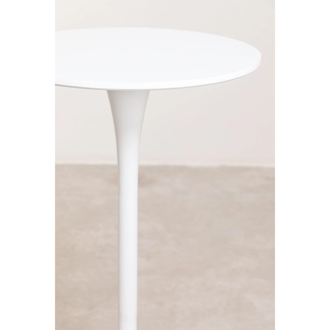 Mesa Alta de Bar Redonda en MDF y Metal Blanco (Ø60 cm) Ivet Style 3