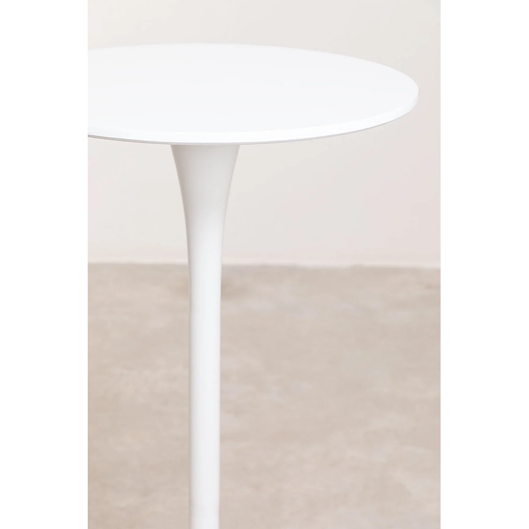 Mesa Alta de Bar Redonda en MDF y Metal Blanco (Ø60 cm) Ivet Style 3