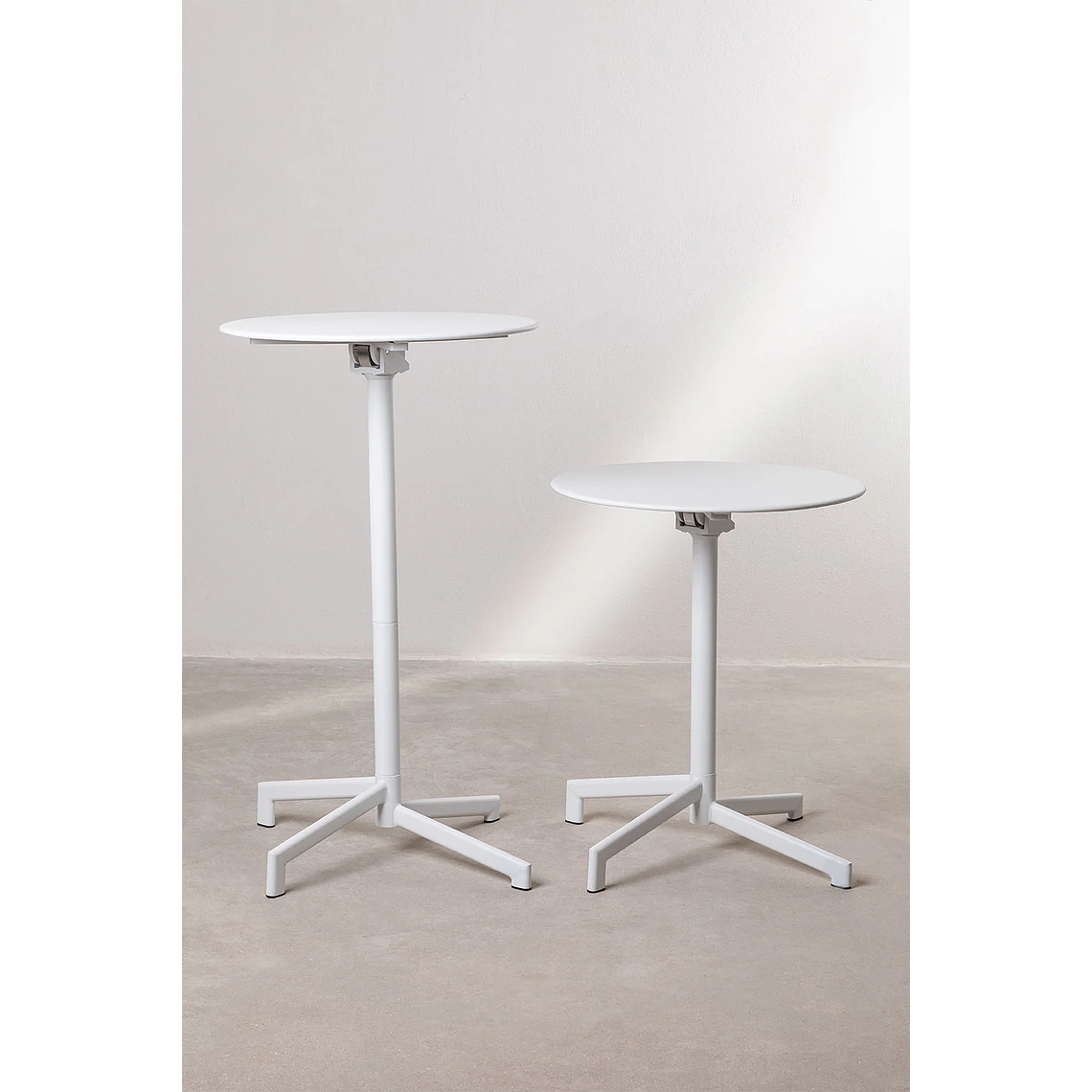 Mesa de Bar Plegable y Convertible en 2 alturas en Acero Blanco (Ø59,5 cm) Dely 5