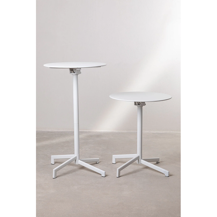 Mesa de Bar Plegable y Convertible en 2 alturas en Acero Blanco (Ø59,5 cm) Dely 5