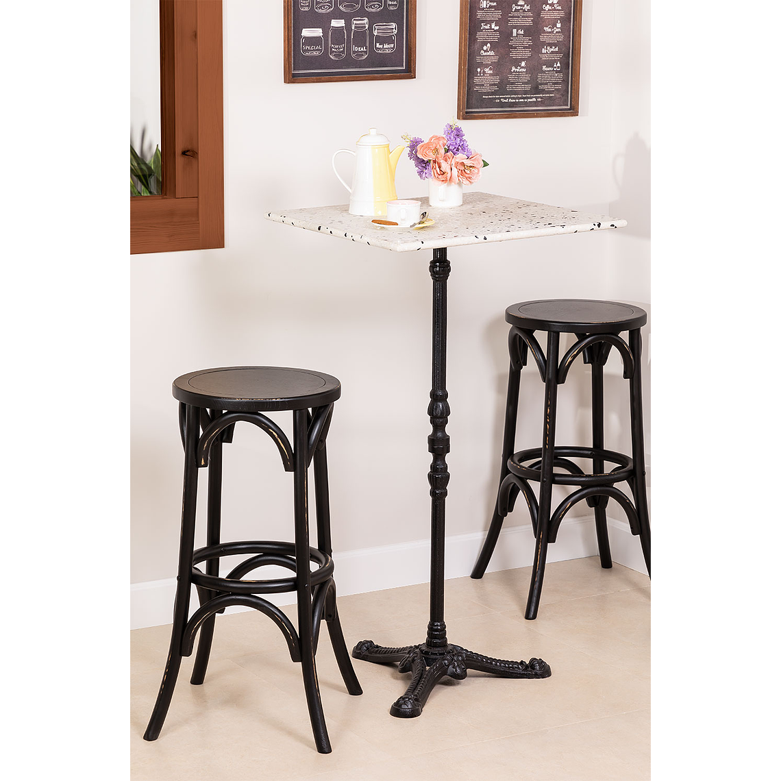 Mesa Alta de Bar en Terrazo Vertuo Blanco (60x60 cm)  2