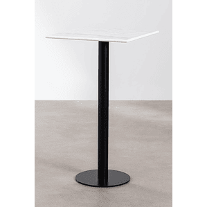 Mesa Alta de Bar Cuadrada en Mármol Blanco (60x60 cm) Rocher