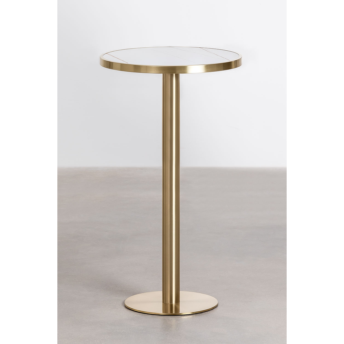 Mesa Alta de Bar Redonda en Gres Blanco (Ø60 cm) Manhattan 1