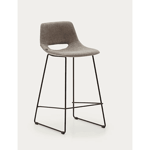 Taburete Zahara marrón y acero con acabado negro altura 65 cm