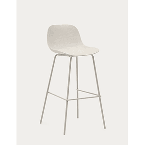 Taburete Altea beige y patas de acero con acabado beige 75 cm