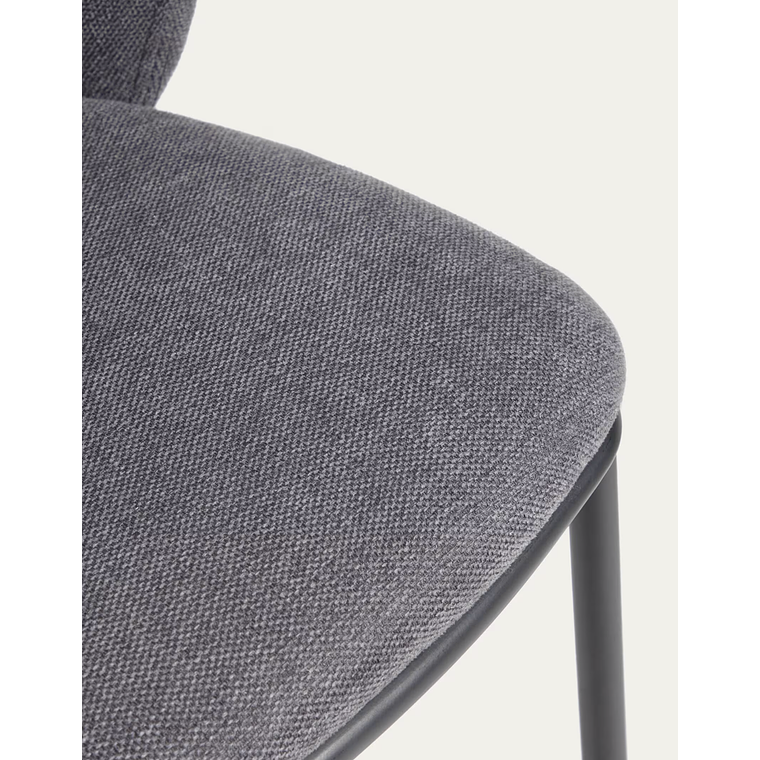 Taburete Ciselia de chenilla gris oscuro y acero negro 75 cm FSC Mix Credit 4