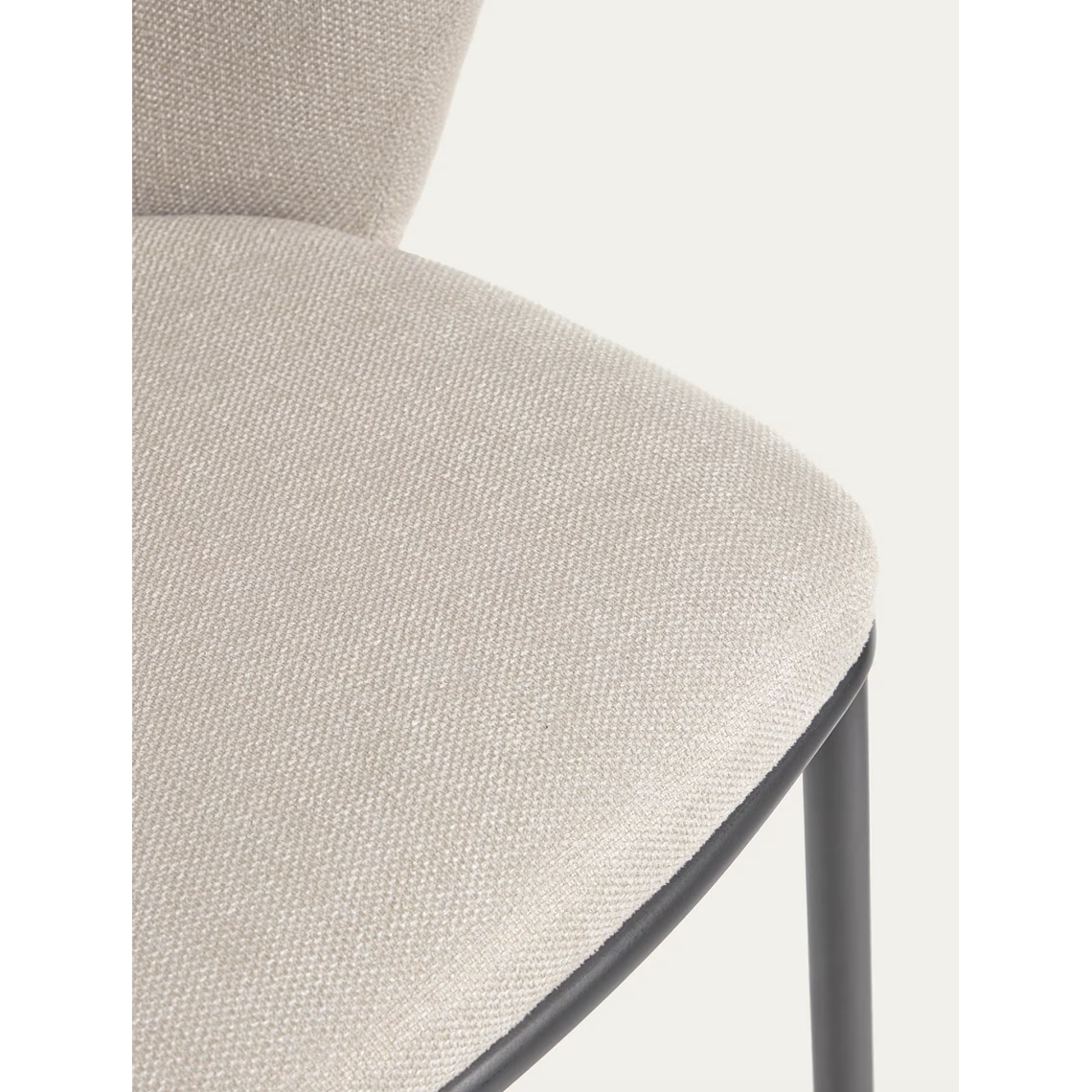 Taburete Ciselia de chenilla beige y acero negro altura 75 cm FSC Mix Credit 4