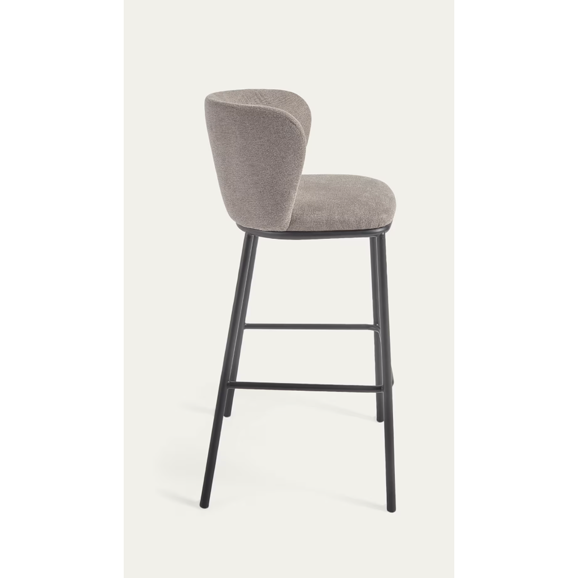 Taburete Ciselia de chenilla marrón claro y acero negro 75 cm FSC Mix Credit 5