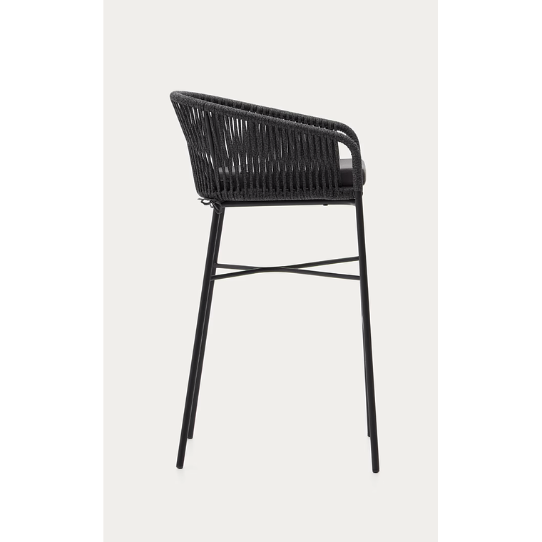 Taburete Yanet de cuerda negro y acero galvanizado altura 80 cm 5