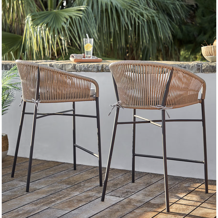 Taburete Yanet de cuerda beige y acero galvanizado altura 80 cm 4